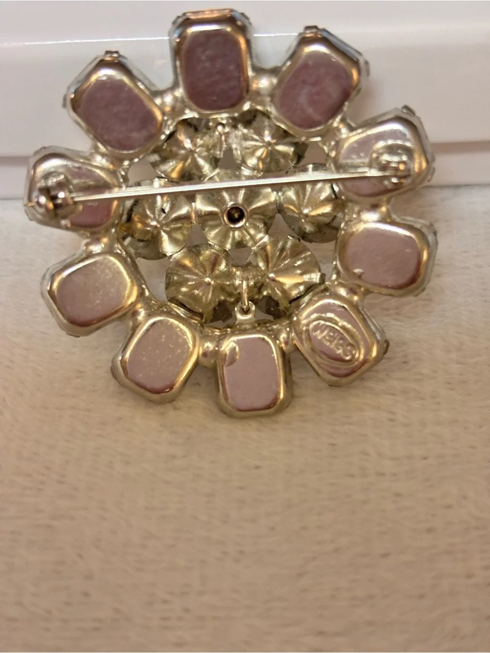 Vintage Signed WEISS Clear Rhinestone Emerald Cut Cluster Brooch
